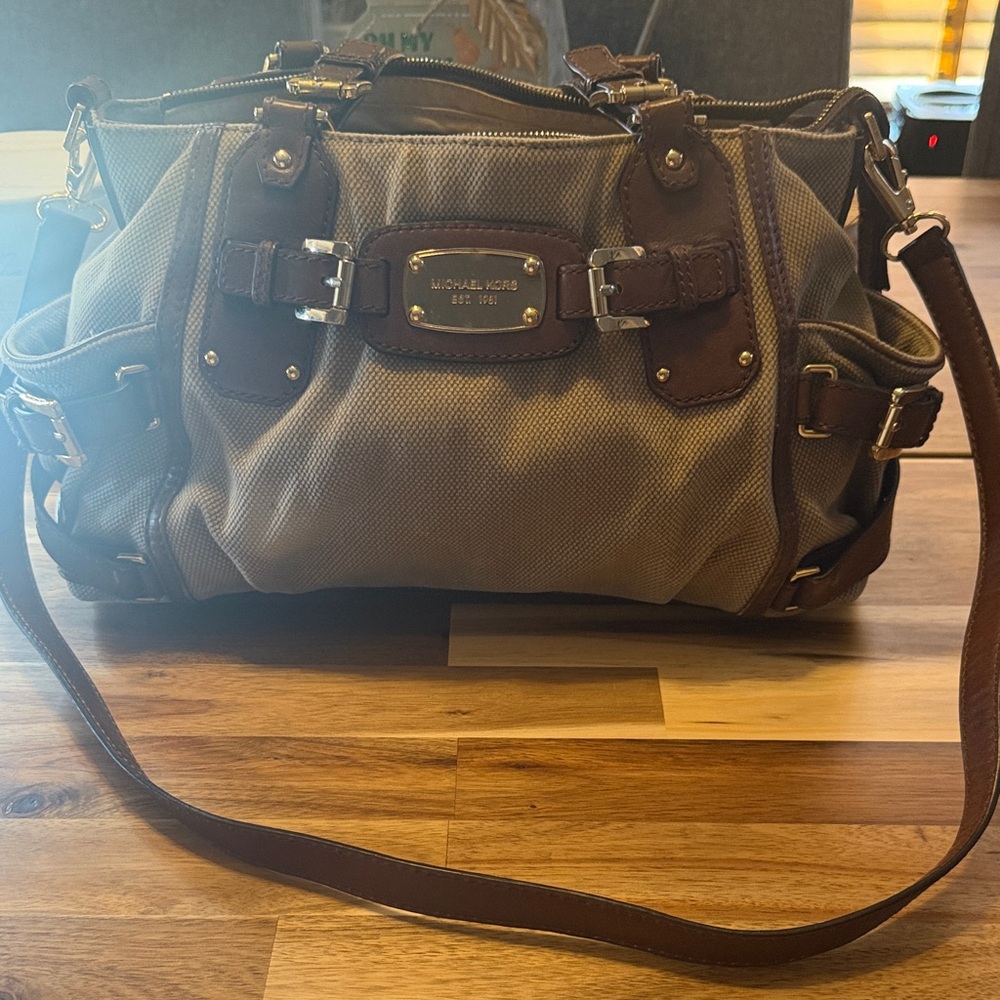 Michael Kors Chocolate and Beige Satchel